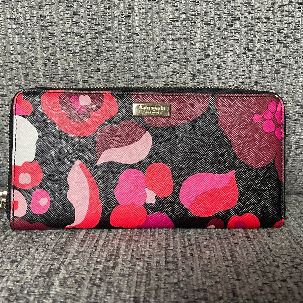 Kate Spade Grant Street Wonder Floral Neda Leather Zip Around Wallet Clutch